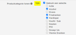 productcategorie tonen