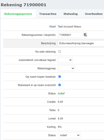 rekening ingesteld